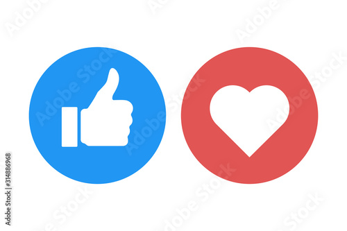 Cuadros en Lienzo thumb up heart like isolated icons vector
