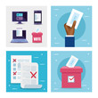 set poster of vote with icons vector illustration design