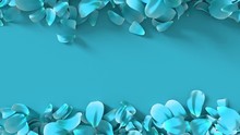 Realistic 3D Animation Of Light Blue Petals With Moving To Create Copy Space Background. Floral Valentine's Day Or Wedding Backdrop. 4k Reactive Fresh Concept.