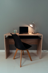 Modern living room with chair and desk