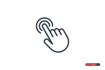 Poster - Click Icon.  Clicking Finger Hand Pointer isolated on white background. Flat Vector Icon Design Template Element