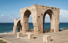 Restored Arches Of A Grand Arab House In Achziv National Park On The Mediterranen Beach In Northern Israel