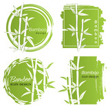 Fototapeta Sypialnia - Set of logo icon or emblem with hand drawn bamboo elements. Original concept for business. Design elements. Vector illustration.
