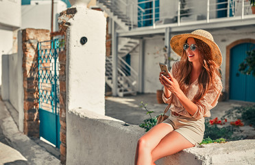 Young girl tourist travels