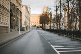 Fototapeta Miasto - empty city defocus the road, city street without people