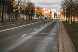 Fototapeta Uliczki - empty city defocus the road, city street without people
