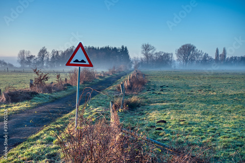 Fotomural Bumpy road ahead - a path in a rural area