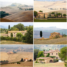 Collage With Pictures With Typical Tuscan Landscape