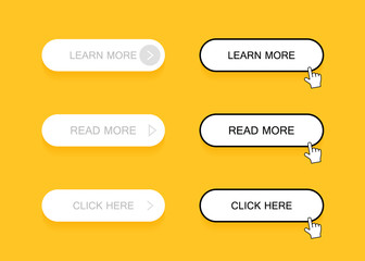 Poster - Set of modern material style buttons for website, mobile app and infographic on yellow background. Modern vector illustration flat style