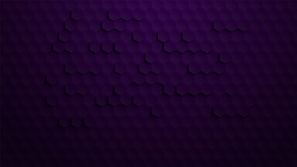 Poster - 3d hexagons on dark violet gradient background. Use for modern design, cover, template, decorated, brochure, flyer.