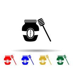 Poster - organic honey in jar multi color style icon. Simple glyph, flat vector of beekeeping icons for ui and ux, website or mobile application