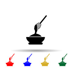 Poster - organic honey in plate multi color style icon. Simple glyph, flat vector of beekeeping icons for ui and ux, website or mobile application