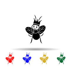 Poster - cute queen bee multi color style icon. Simple glyph, flat vector of beekeeping icons for ui and ux, website or mobile application