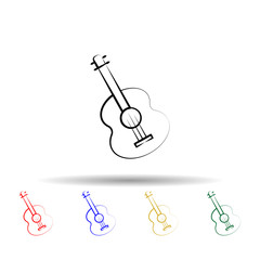 Poster - Guitar multi color style icon. Simple thin line, outline vector of dia de muertos icons for ui and ux, website or mobile application