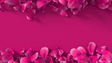 Realistic 3D Animation Of Pink Petals With Moving To Create Copy Space Background. Floral Valentine's Day Or Wedding Backdrop. 4k Reactive Fresh Concept.