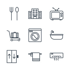 Aufkleber - Set Hotel element icon template color editable. Hotel pack symbol vector sign isolated on white background illustration for graphic and web design.