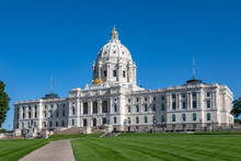 St. Paul Minnesota Capitol Building On A Cloudless Clear Blue Sky Summer Day 