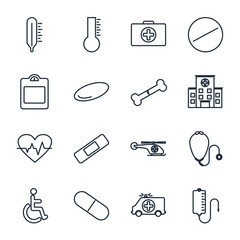 Poster - Set Medicine and Health icon template color editable. medical pack symbol vector sign isolated on white background illustration for graphic and web design.