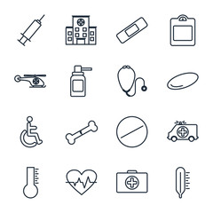 Poster - Set Medicine and Health icon template color editable. medical pack symbol vector sign isolated on white background illustration for graphic and web design.