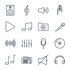 Aufkleber - Set Music icon template color editable. Music pack symbol vector sign isolated on white background illustration for graphic and web design.