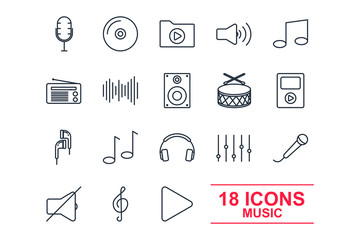 Aufkleber - Set Music icon template color editable. Music pack symbol vector sign isolated on white background illustration for graphic and web design.