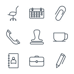 Leinwandbilder - Set Office icon template color editable. Office stationery pack symbol vector sign isolated on white background illustration for graphic and web design.