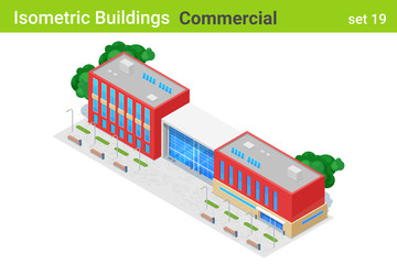 Poster - Isometric Buildings Commercial flat vector collection