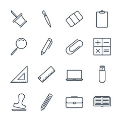 Aufkleber - Set Office icon template color editable. Office stationery pack symbol vector sign isolated on white background illustration for graphic and web design.
