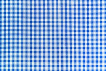 Blue And White Abstract Checkered Fabric Texture, Pattern Background