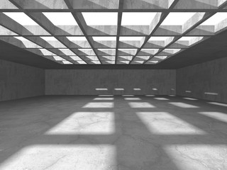 Dark concrete empty room. Modern architecture design