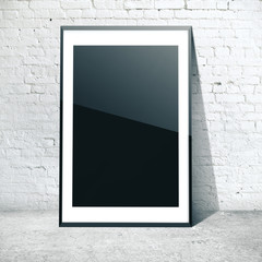 Poster - Blank poster on brick interior.