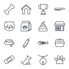 Leinwandbilder - Set pet, vet, pet shop icon template color editable. pet pack symbol vector sign isolated on white background illustration for graphic and web design.