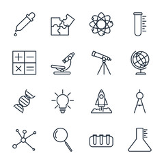 Poster - Set Science icon template color editable. scientific activity elements pack symbol vector sign isolated on white background illustration for graphic and web design.