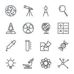 Poster - Set Science icon template color editable. scientific activity elements pack symbol vector sign isolated on white background illustration for graphic and web design.