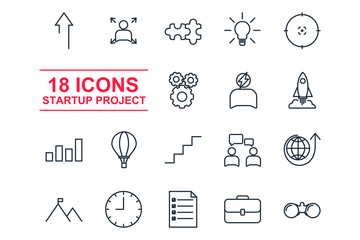 Fototapete - Set Startup development elements icon template color editable. project development elements pack symbol vector sign isolated on white background illustration for graphic and web design.