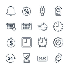 Poster - Set Time icon template color editable. Time pack symbol vector sign isolated on white background illustration for graphic and web design.