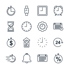 Poster - Set Time icon template color editable. Time pack symbol vector sign isolated on white background illustration for graphic and web design.