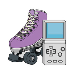 Wall Mural - roller skate with video game handle nineties style