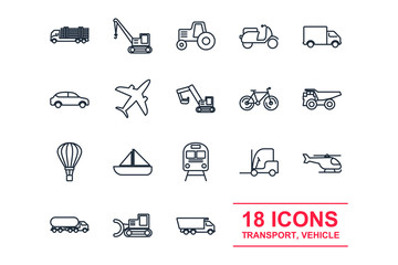 Aufkleber - Set Transport vehicle icon template color editable. vehicle and delivery pack symbol vector sign isolated on white background illustration for graphic and web design.