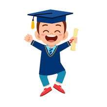 Happy Cute Little Kid Boy Graduate From School