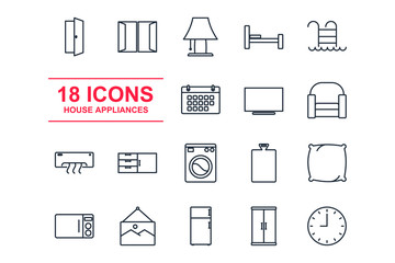 Poster - Set home appliance icon template color editable. household appliances pack symbol vector sign isolated on white background illustration for graphic and web design.