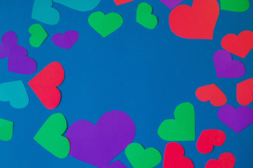 blue background with heart and place for text, for Valentine's day