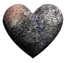 Stylish 3D Rendered Granite Heart Isolated On White Background, Valentine's Day Illustration