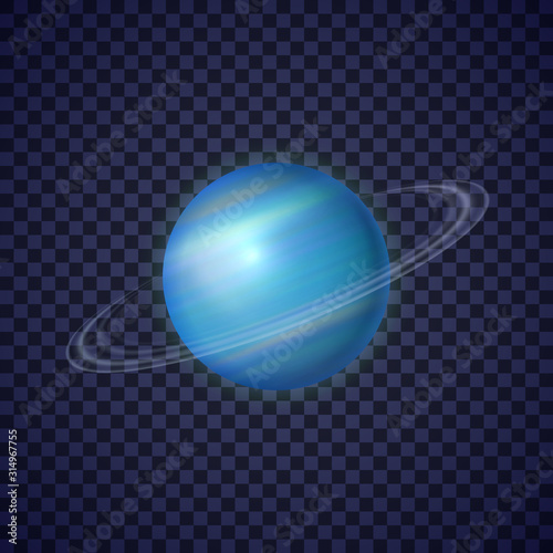 Fotografía Uranus planet with rings on transparent background