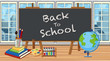 © brgfx - Back to school sign with books and stationeries