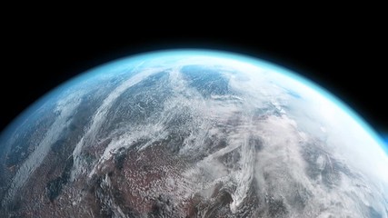 Wall Mural - flying away by orbit from earth to the dark space. 3d generated video