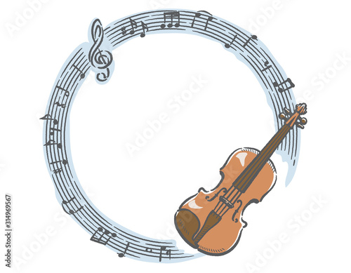 ヴァイオリンと音符 楽譜のイラスト フレーム素材 Stock Vector Adobe Stock