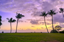 Sunset Over The Coast Of Kauai, Hawaii.