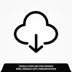 Poster - Cloud line icon, Download icon