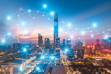 Urban Skyline And 5g Big Data Concept In Futian District, Shenzhen